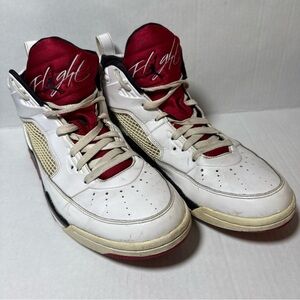 Nike Air Jordan Flight 9 White and Red Basketball Shoes, Men’s 10.5